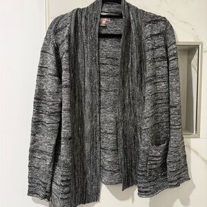 Gray Open Front Cardigan